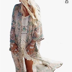 Wander Agio Women Bikini Cover Up / Long Chiffon Cardigan Kimono
